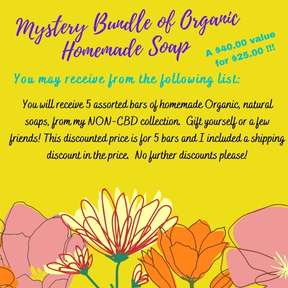 Hand Crafted Other - MYSTERY BUNDLE SOAP                            (5 Assorted Organic Bars)